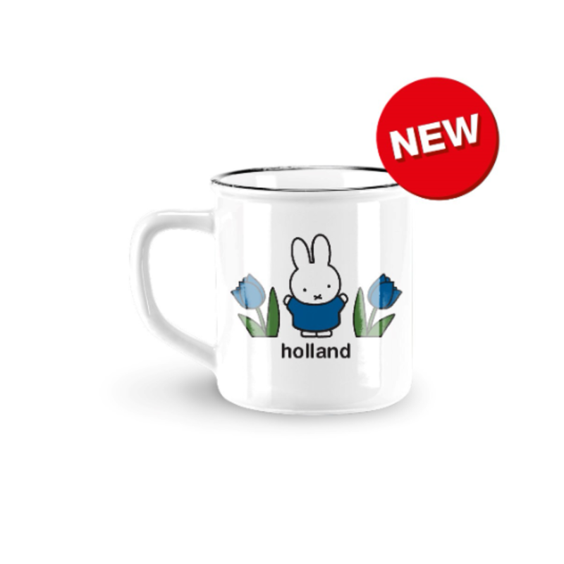 Keramische mok retro nijntje tulpen holland blauw