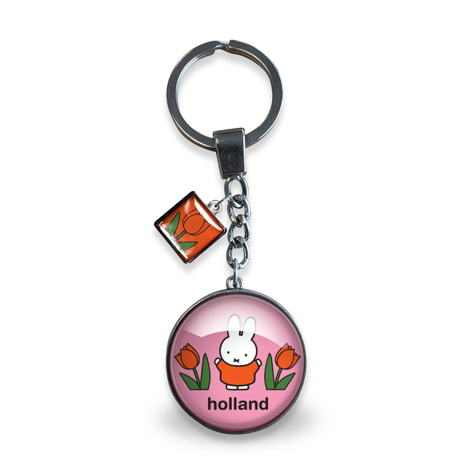 Keyring glass miffy tulips pink