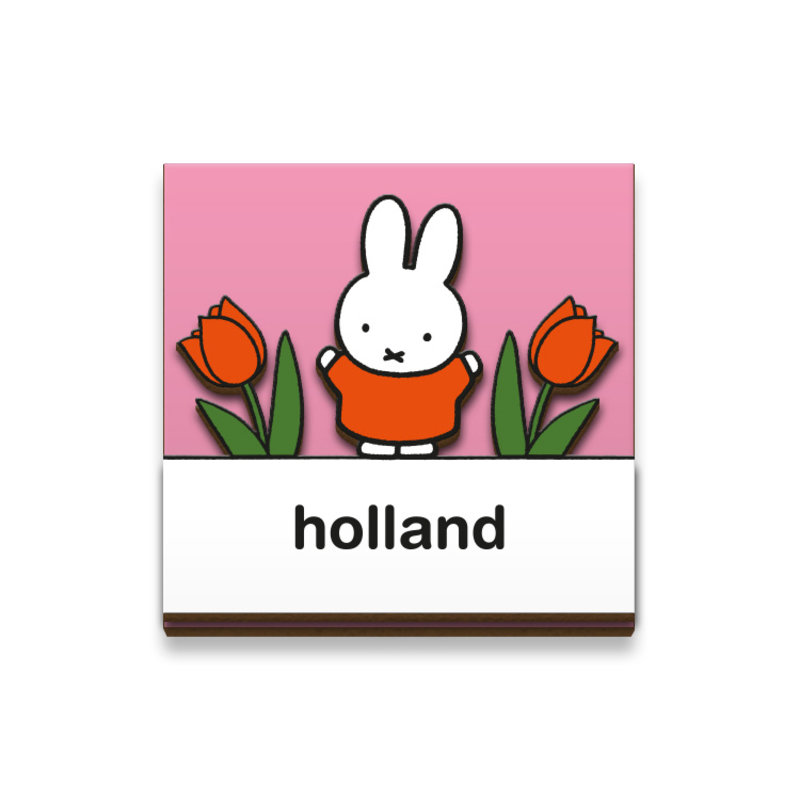Magneet hout nijntje holland tulpen roze