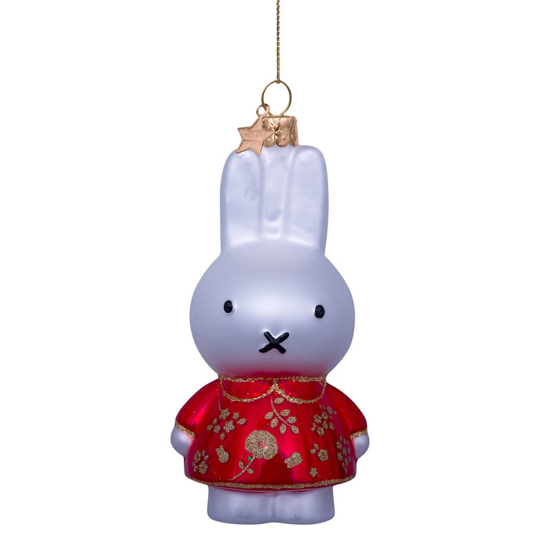 Ornament glass Nijntje/Miffy w/dress year of rabbit H11cm w/box