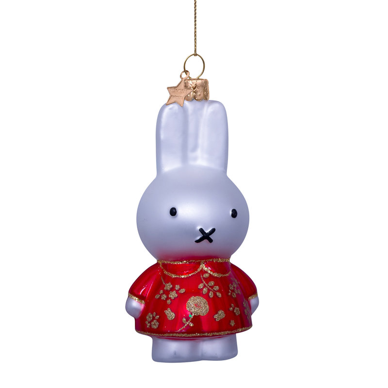 Ornament glass Nijntje/Miffy w/dress year of rabbit H11cm w/box