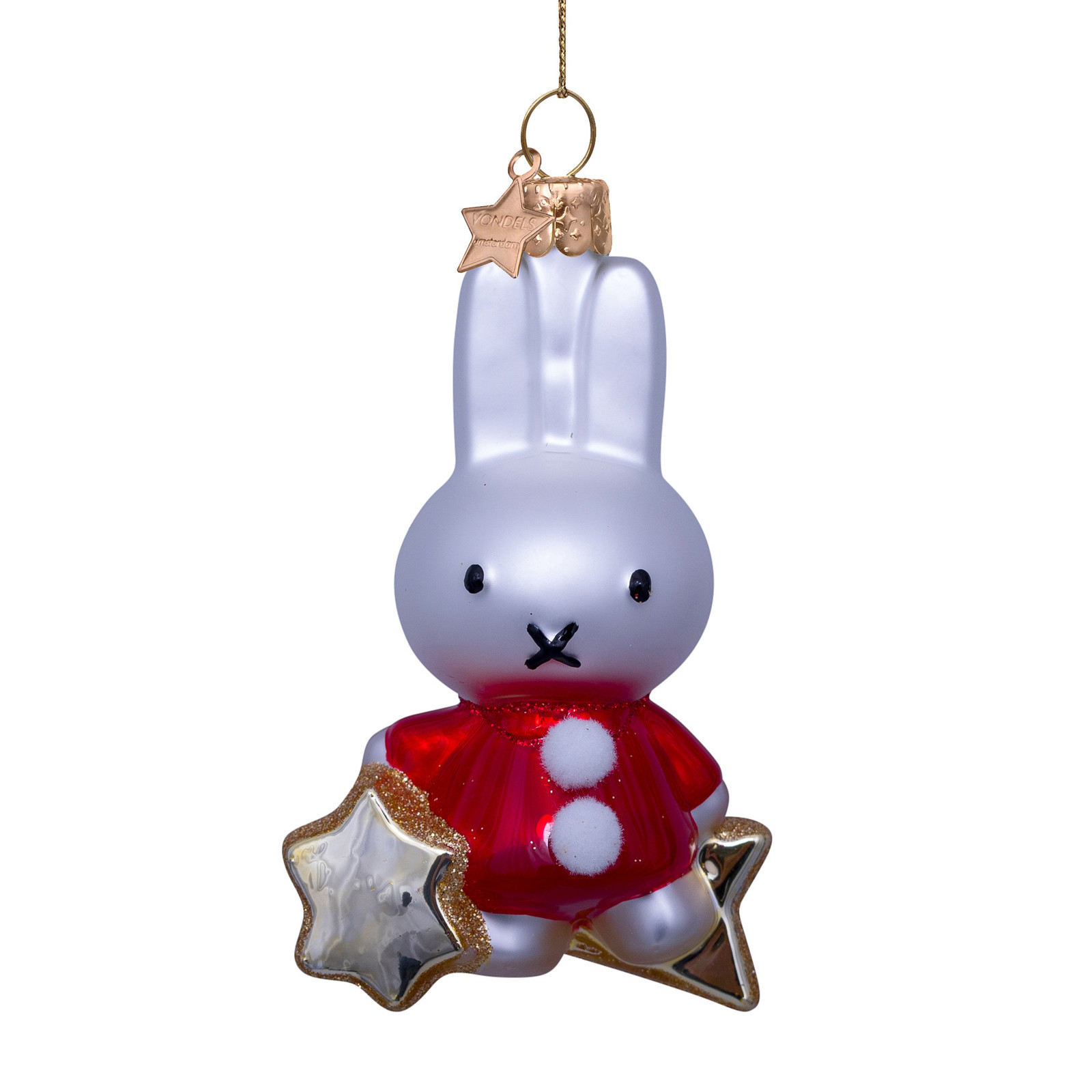 Ornament glass Nijntje/Miffy sitting on falling star H10.5cm w/box