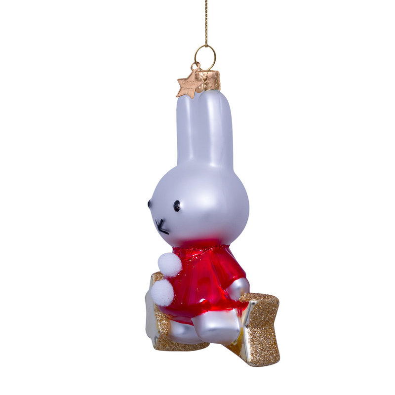 Ornament glass Nijntje/Miffy sitting on falling star H10.5cm w/box