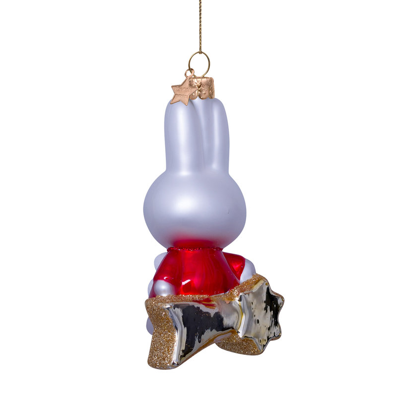 Ornament glass Nijntje/Miffy sitting on falling star H10.5cm w/box