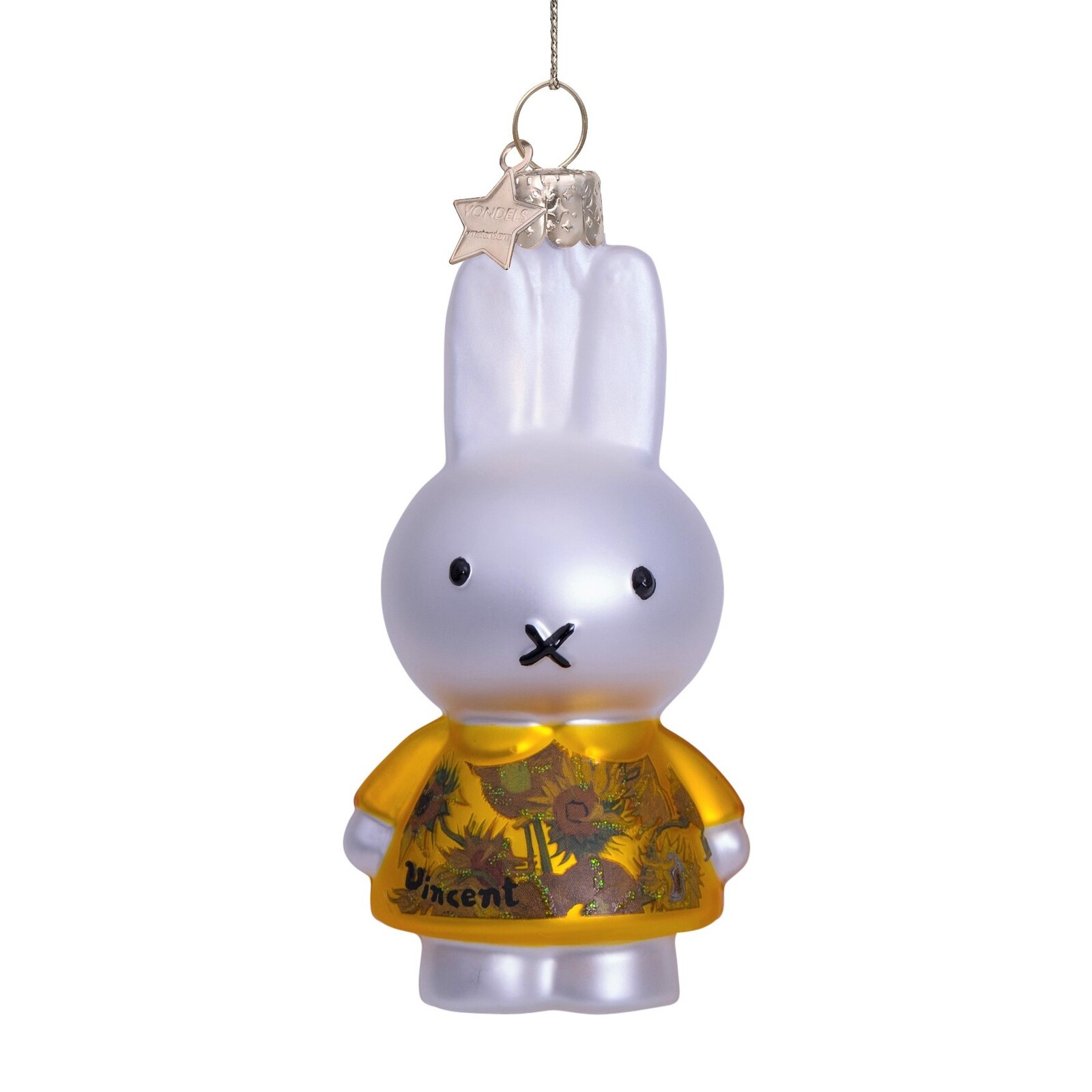 Ornament glass Christmas bauble Miffy  sunflower dress H11cm