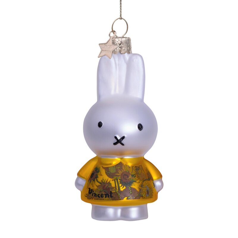 Ornament Glas Weihnachtskugel Miffy Sonnenblumenkleid H11cm