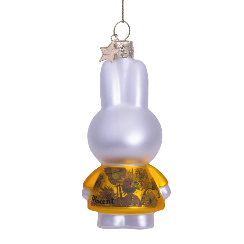 Ornament Glas Weihnachtskugel Miffy Sonnenblumenkleid H11cm