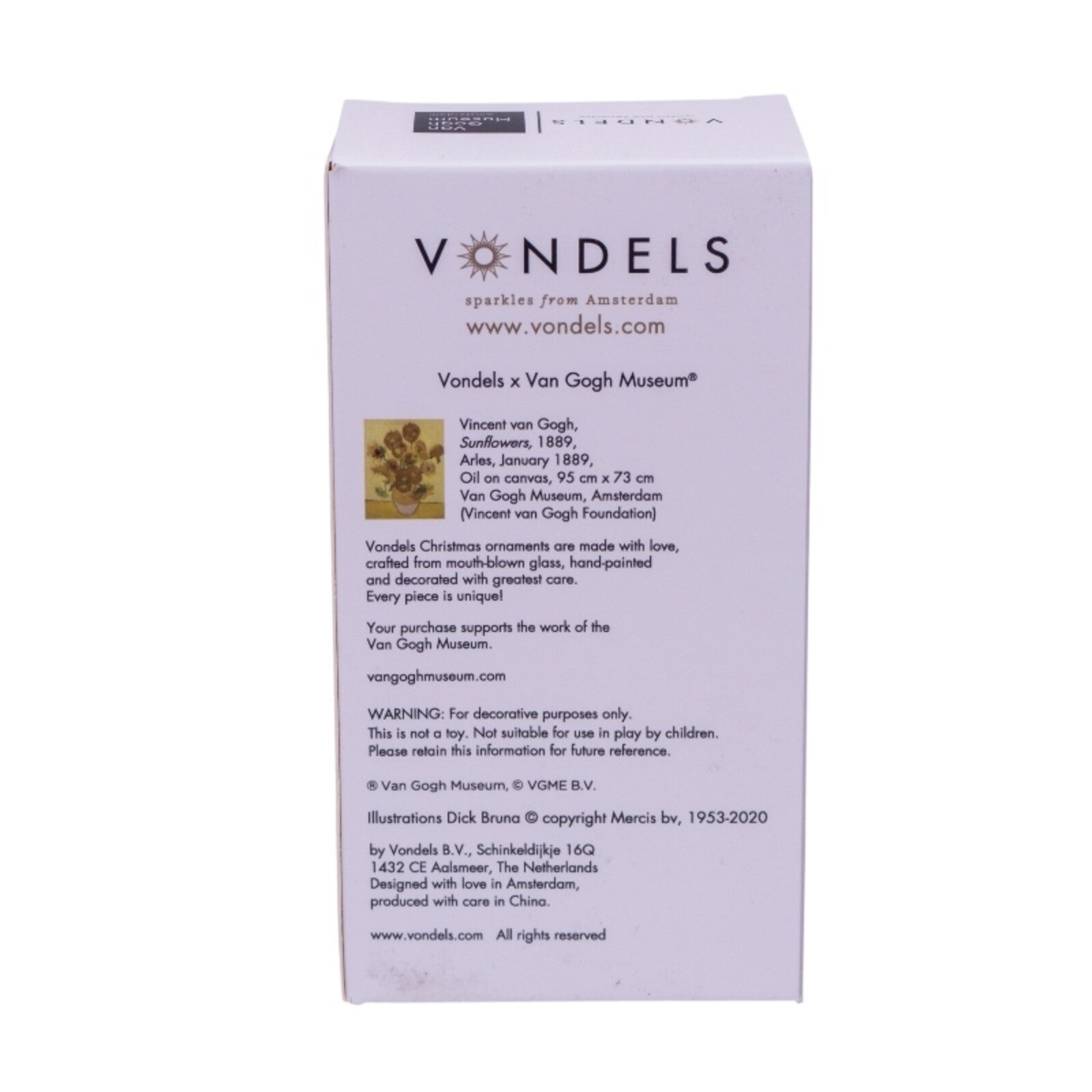 Ornament Glas Weihnachtskugel Miffy Sonnenblumenkleid H11cm