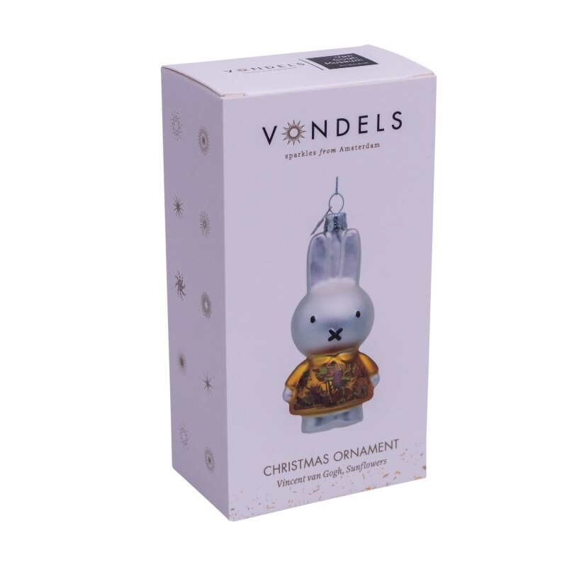 Ornament glas kerstbal nijntje zonnebloemjurk H11cm