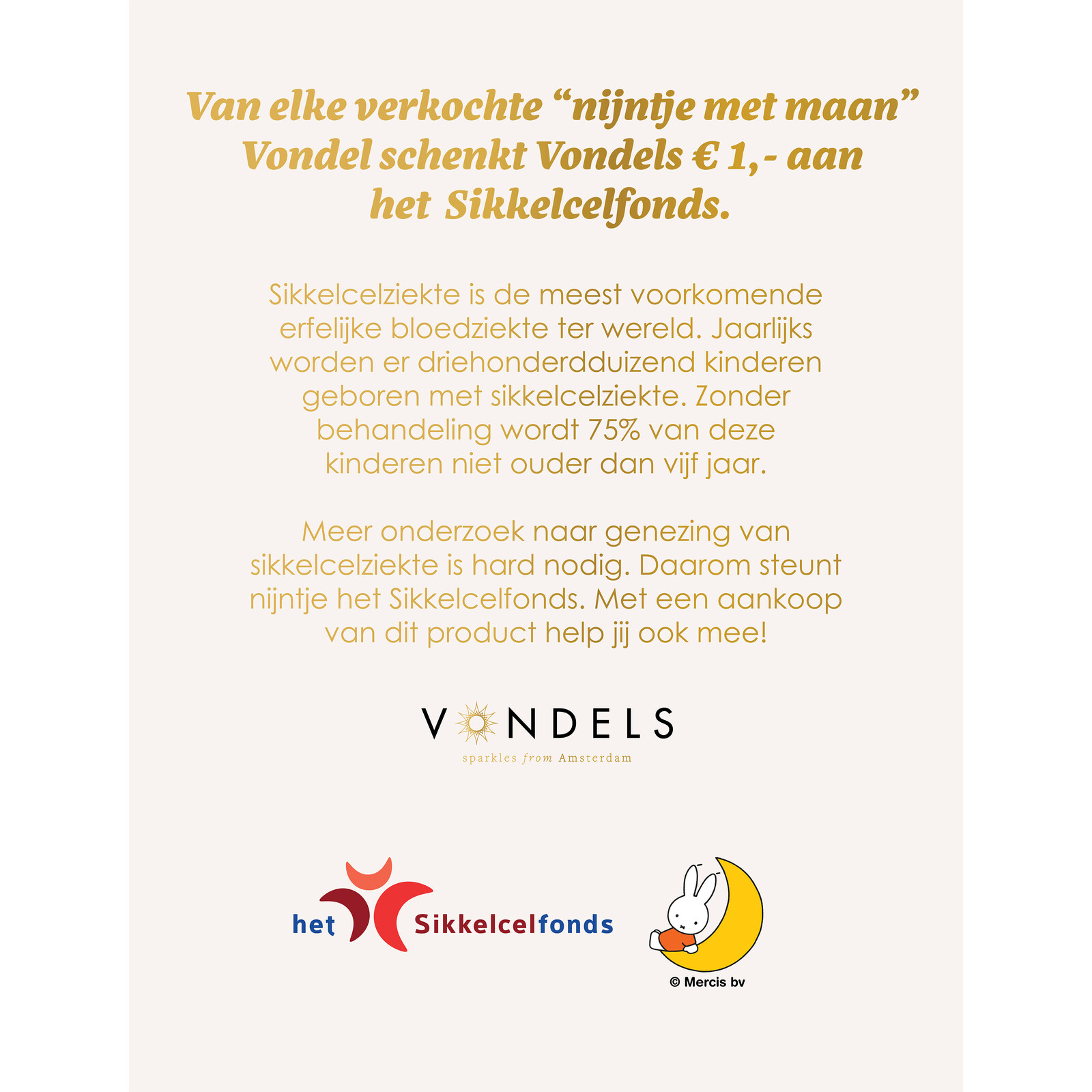 Ornament glas kerstbal Nijntje met maan