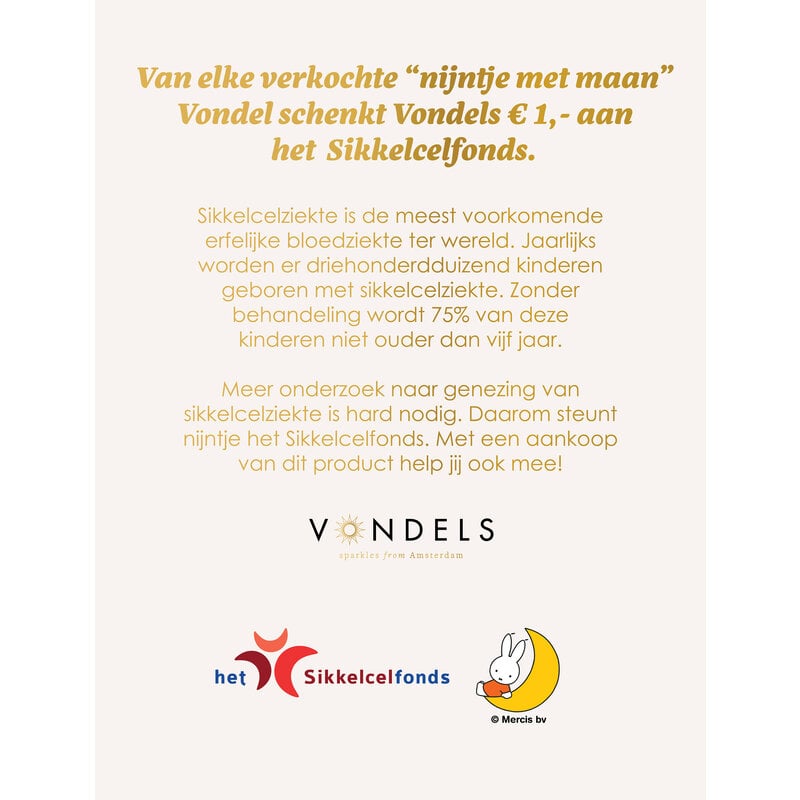 Ornament glas kerstbal Nijntje met maan