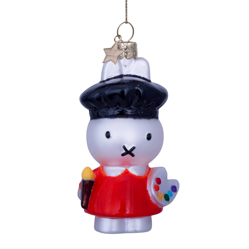 Ornament glass Nijntje/Miffy w/brush H11cm w/box