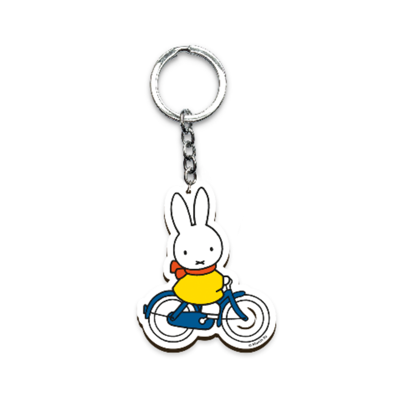 Keychain wood Miffy bicycle