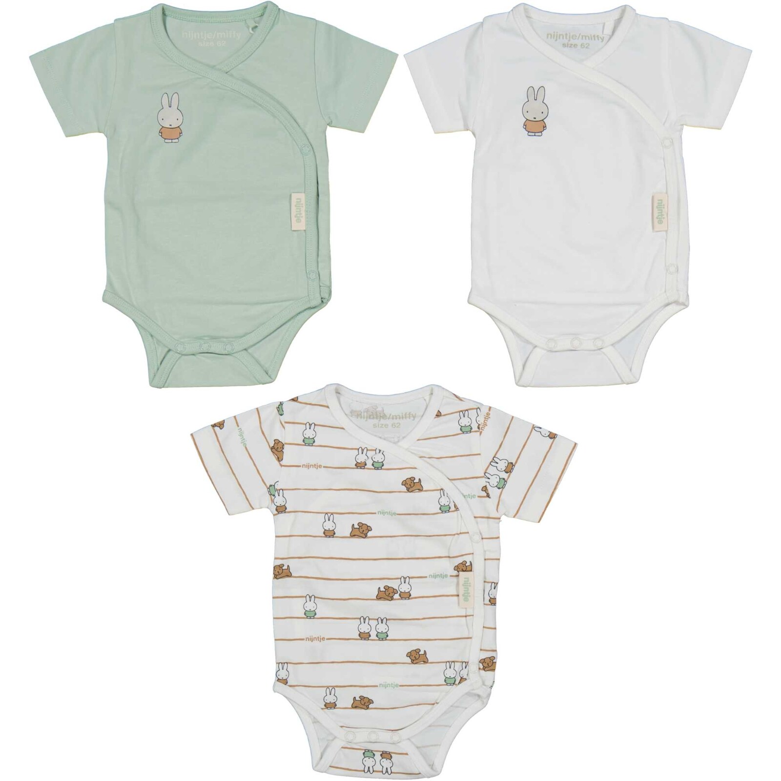 Set 3 Bodys mit kurzen Ärmeln Uni 68