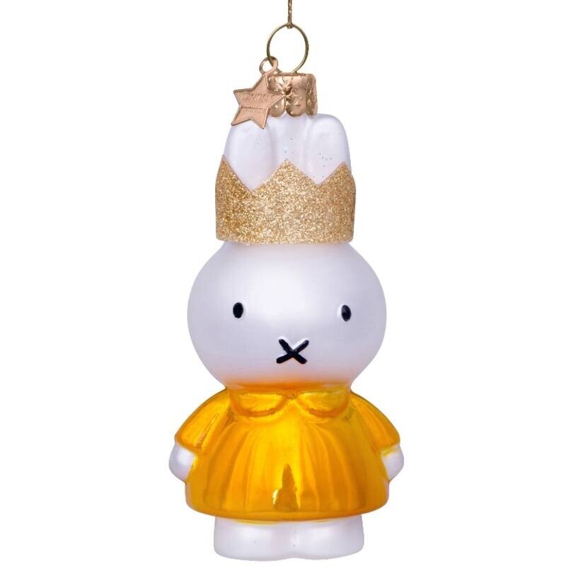 Ornamentglas Miffy gelbe Kleiderkrone H11cm