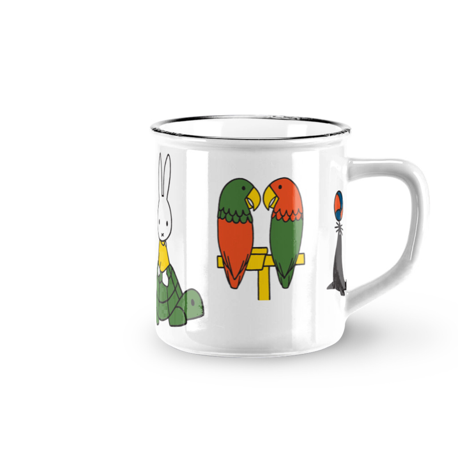 Ceramic mug retro Miffy with animals
