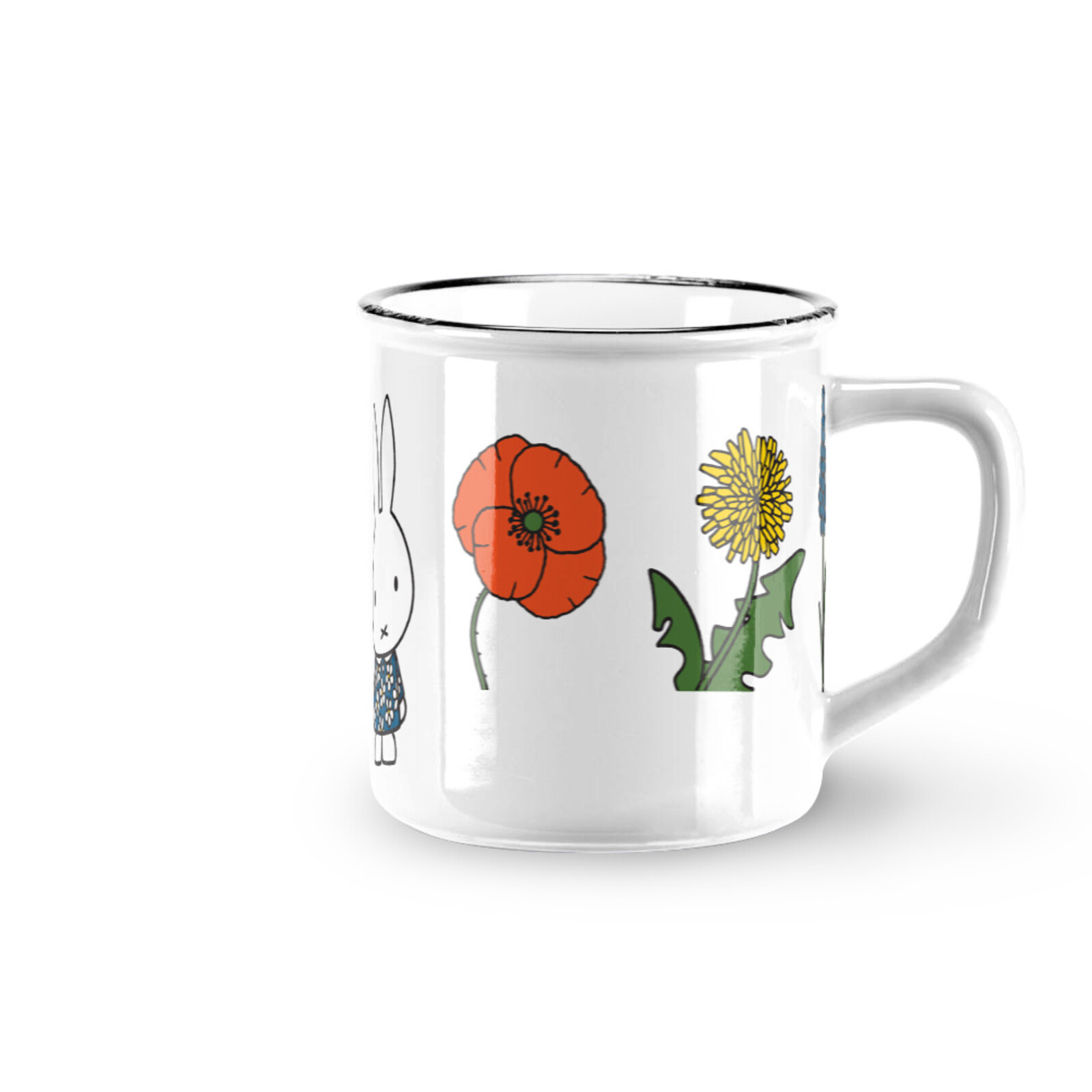 Keramische mok retro nijntje met bloemen