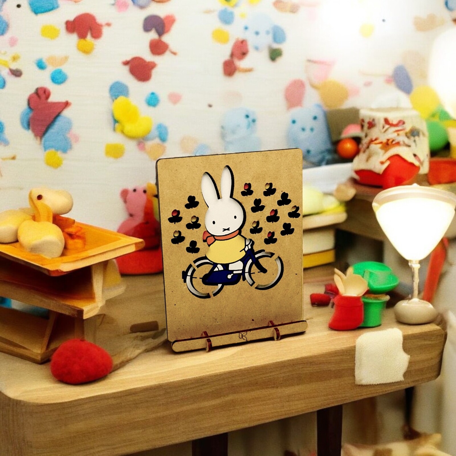 Miffy auf dem Fahrrad pop up art