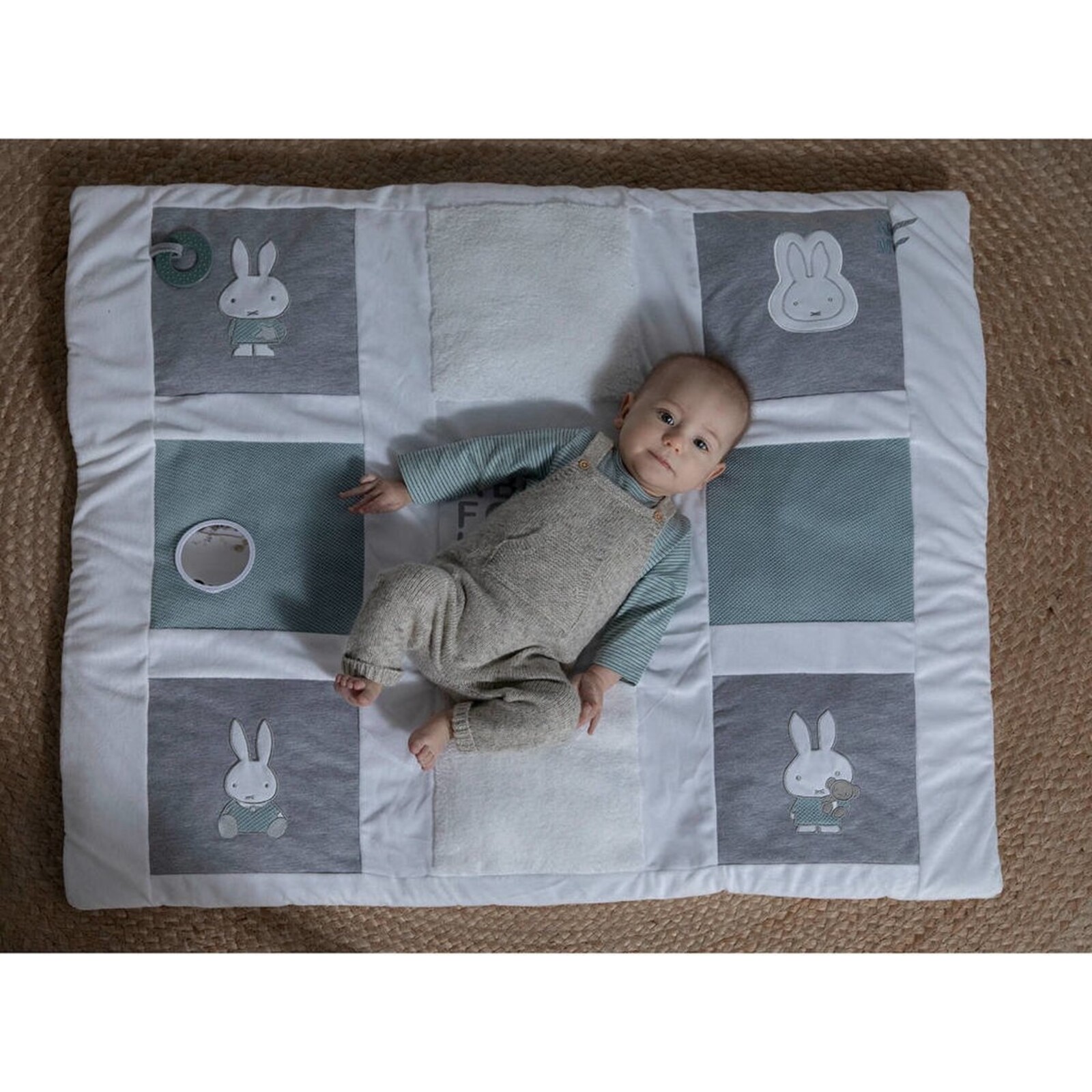 Miffy green knit playpen blanket