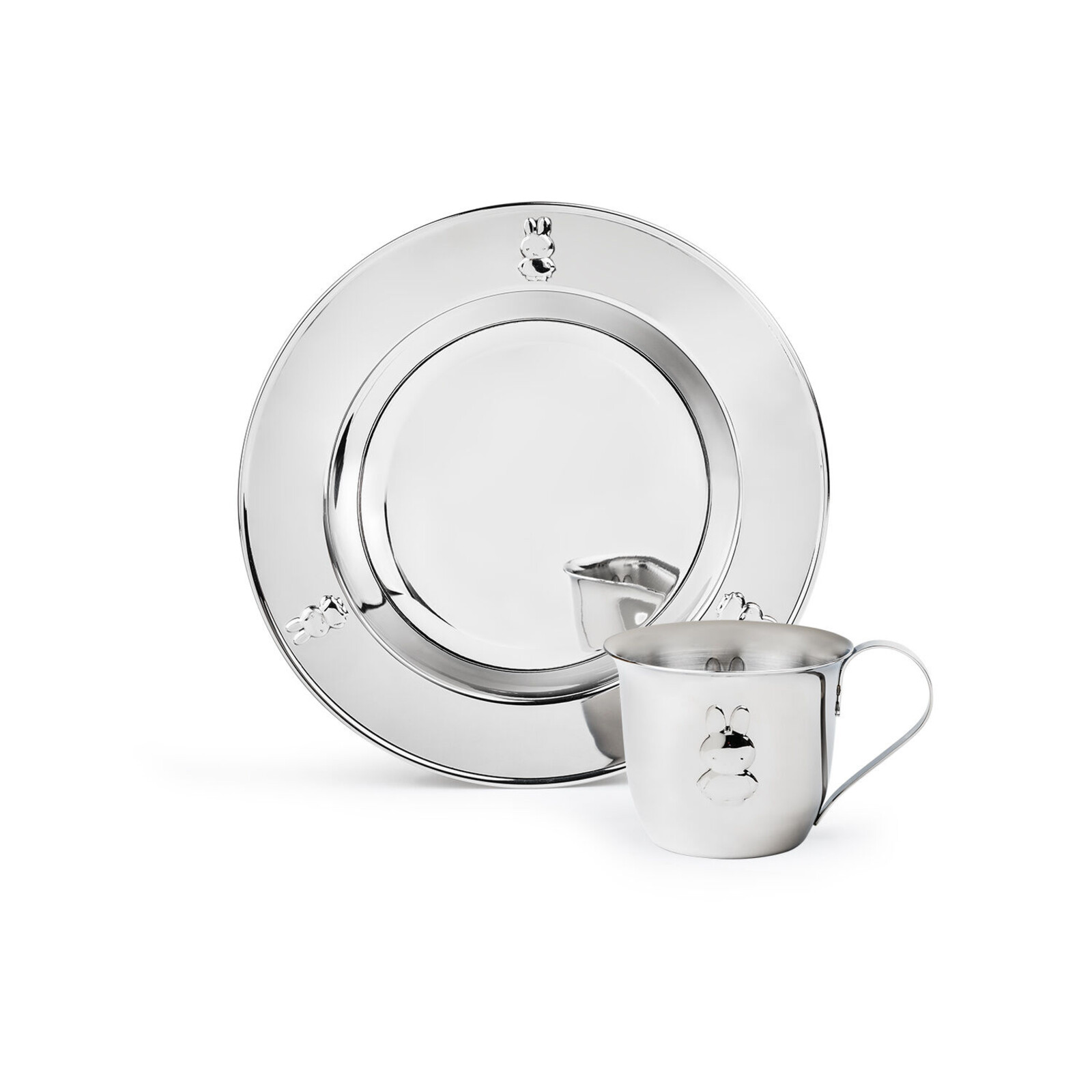 Kindertasse und Teller Nijn Set - Edelstahl