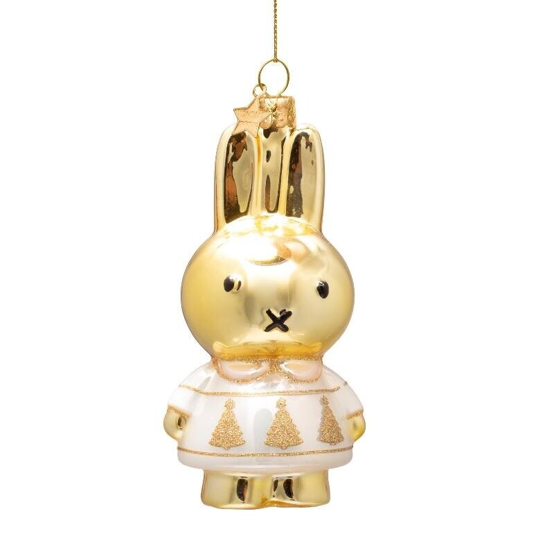 Ornament glass Christmas bauble Miffy gold Christmas tree dress H11cm