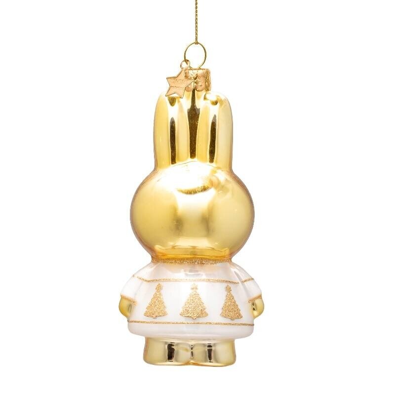 Ornament glas kerstbal Nijntje goud kerstboom jurk H11cm