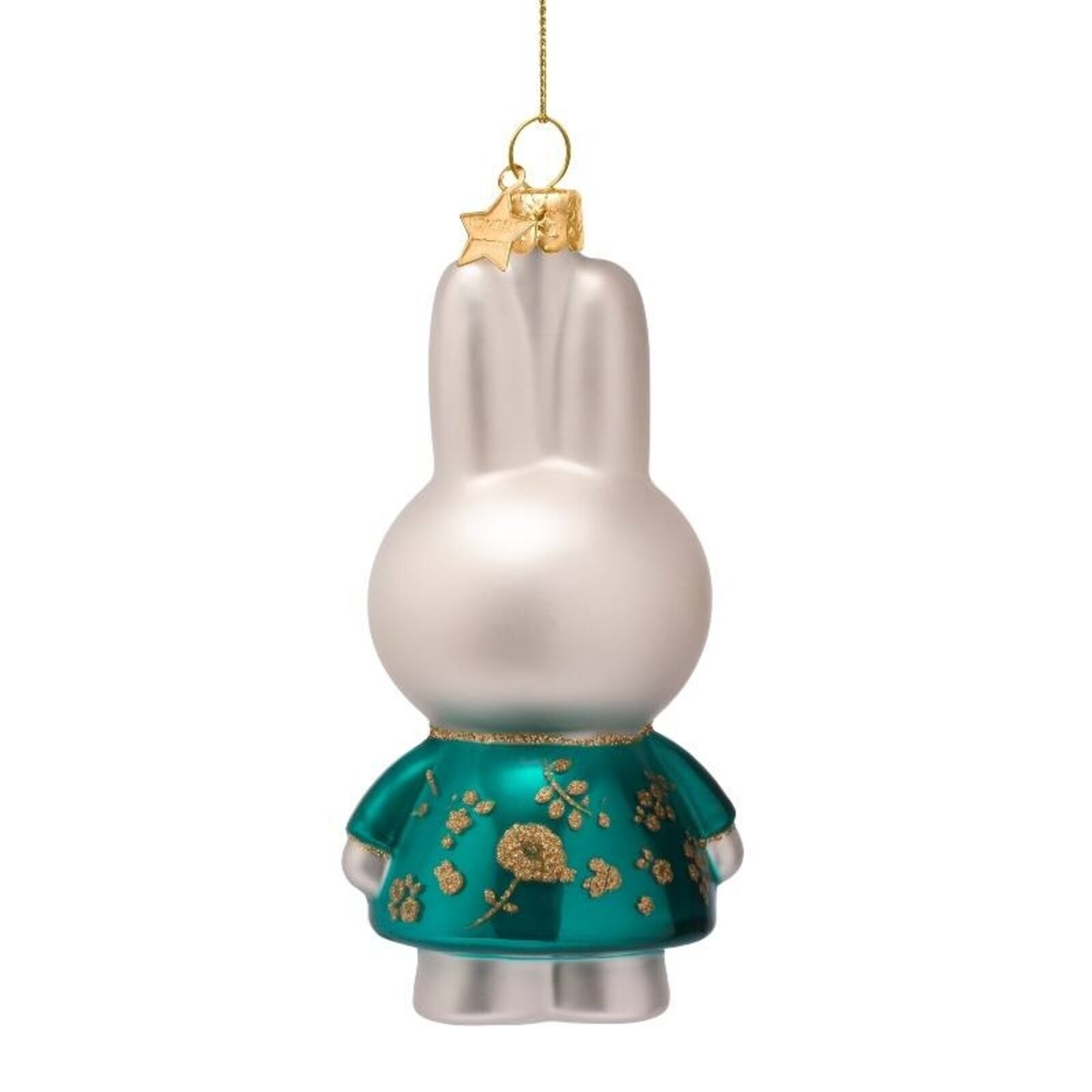 Ornament Glas Weihnachtskugel Miffy grünes Kleid H11cm