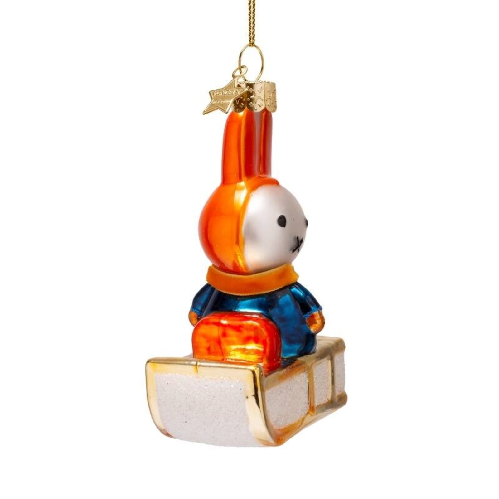 Ornament glass Christmas bauble Miffy on sleigh H11cm