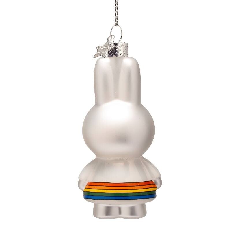 Ornament Glas Weihnachtskugel Miffy mit Regenbogenkleid H11cm