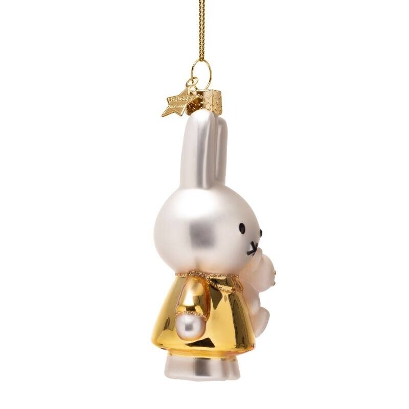 Ornament glass Christmas bauble Miffy gold with bear H11cm
