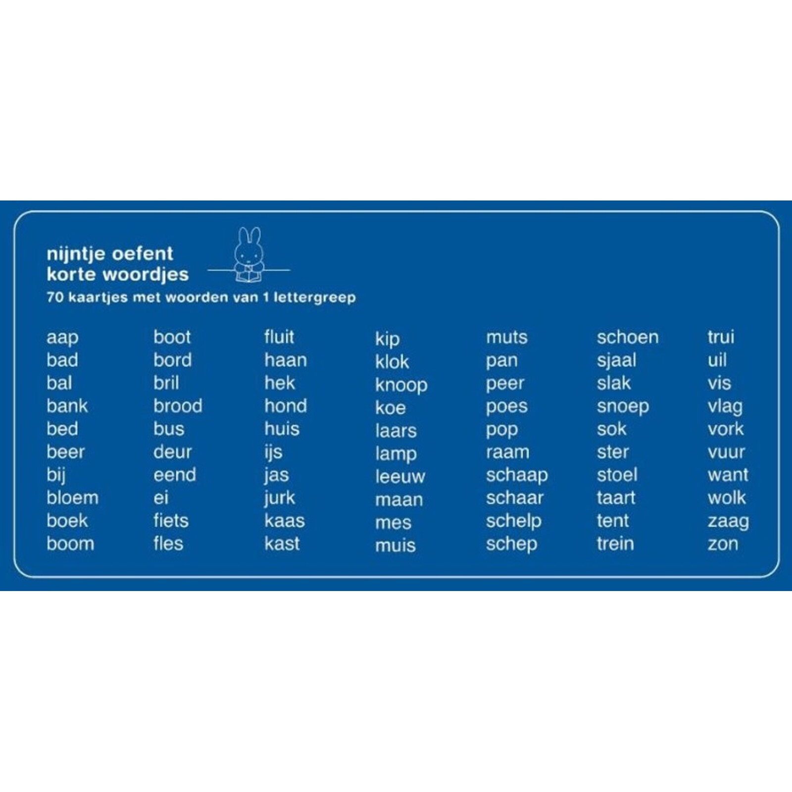oefenkaartjes nijntje oefent korte woordjes