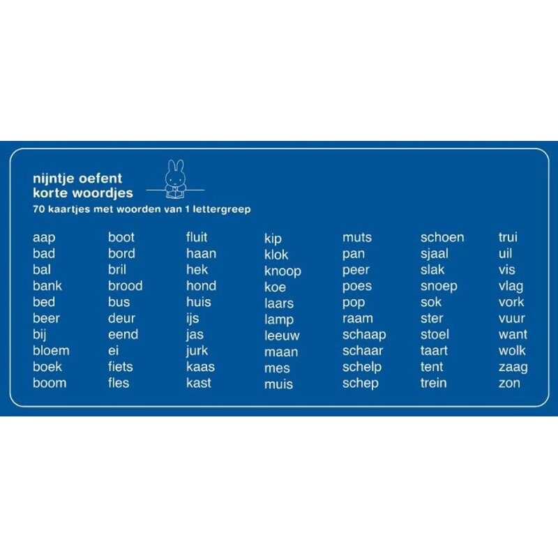 oefenkaartjes nijntje oefent korte woordjes