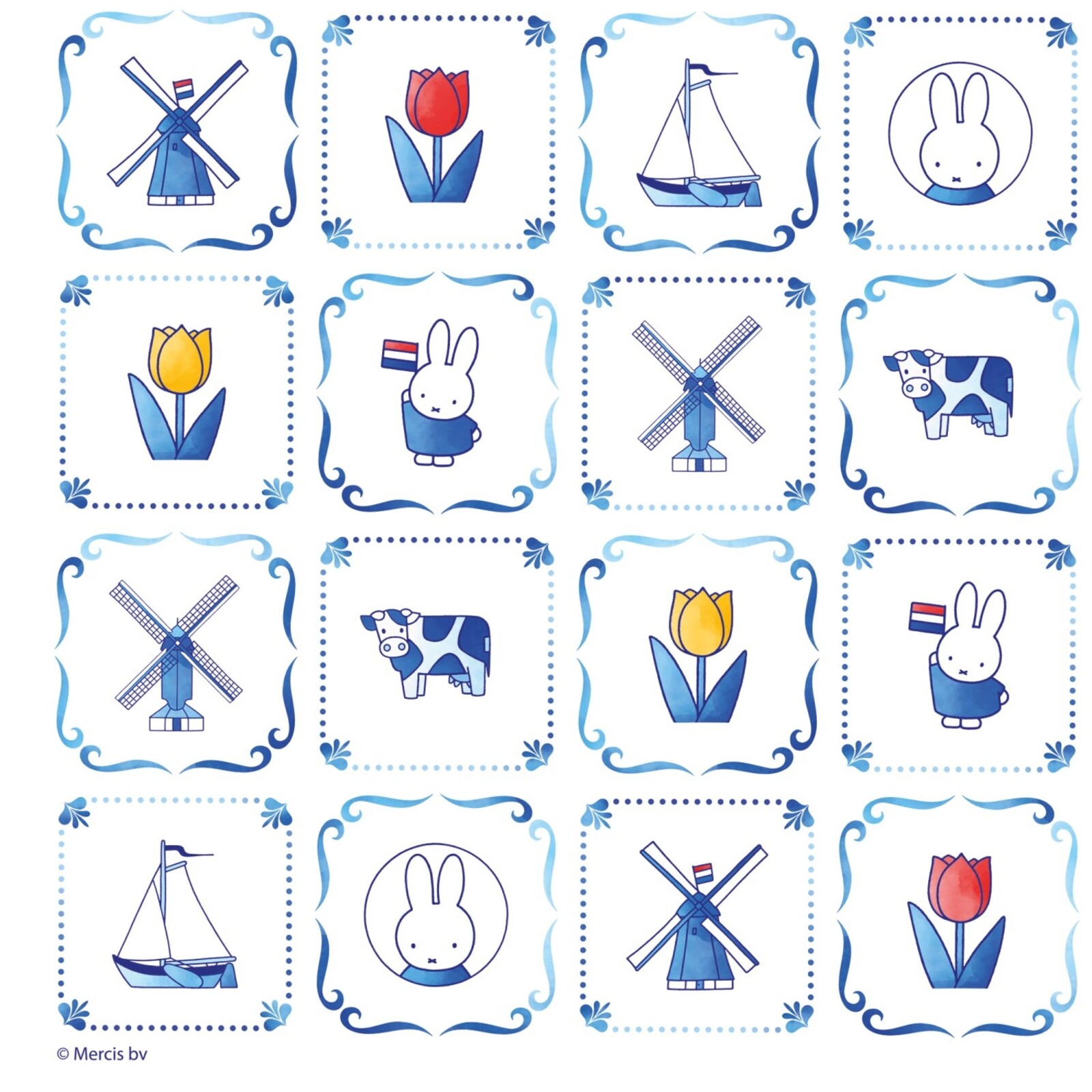Miffy Delft Blue Servietten (FSC, 33 cm, 20 Stück)