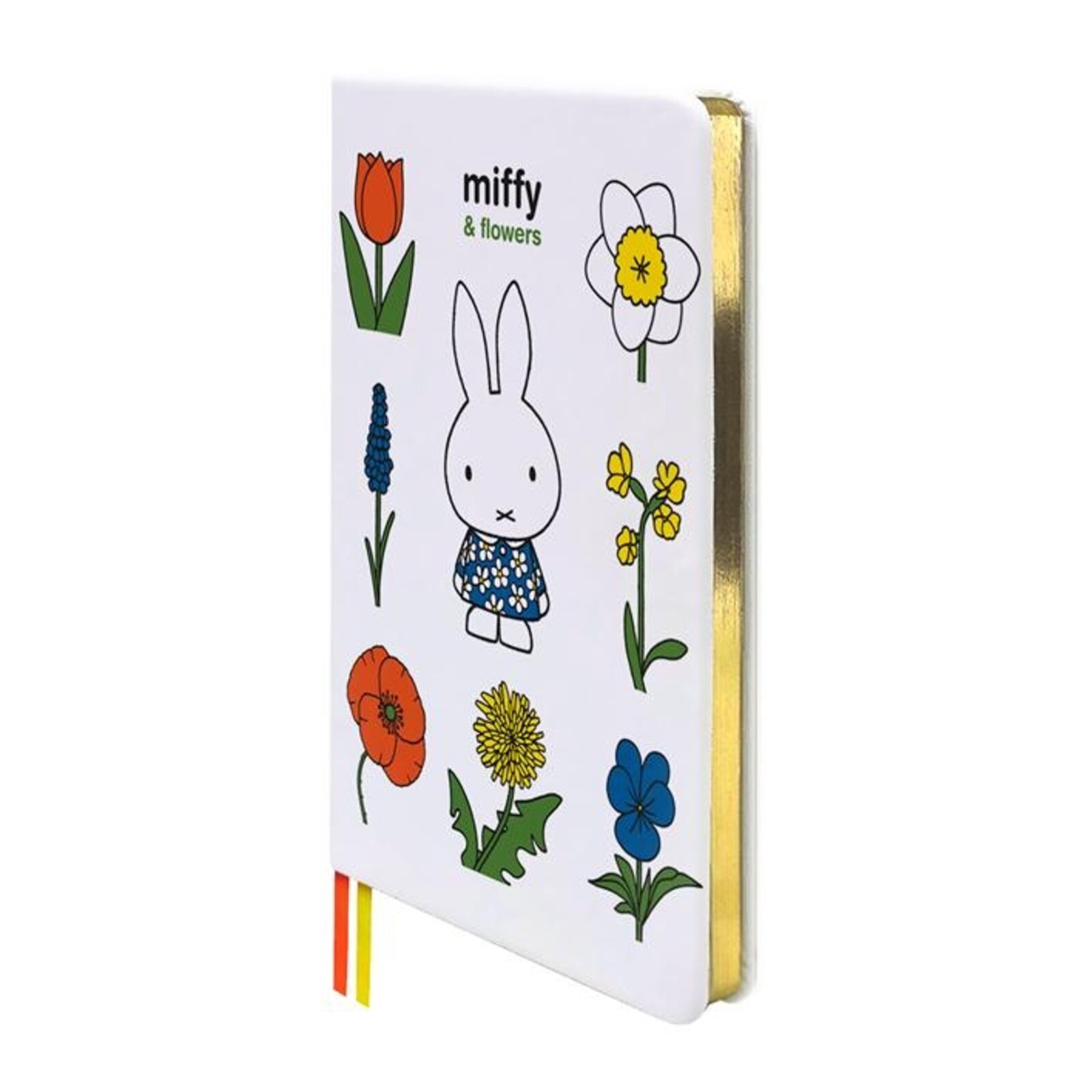 Notizbuch A6, goldene Miffy und Blumen
