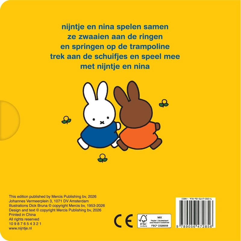 kartonboek met schuifjes, nijntje en nina spelen samen