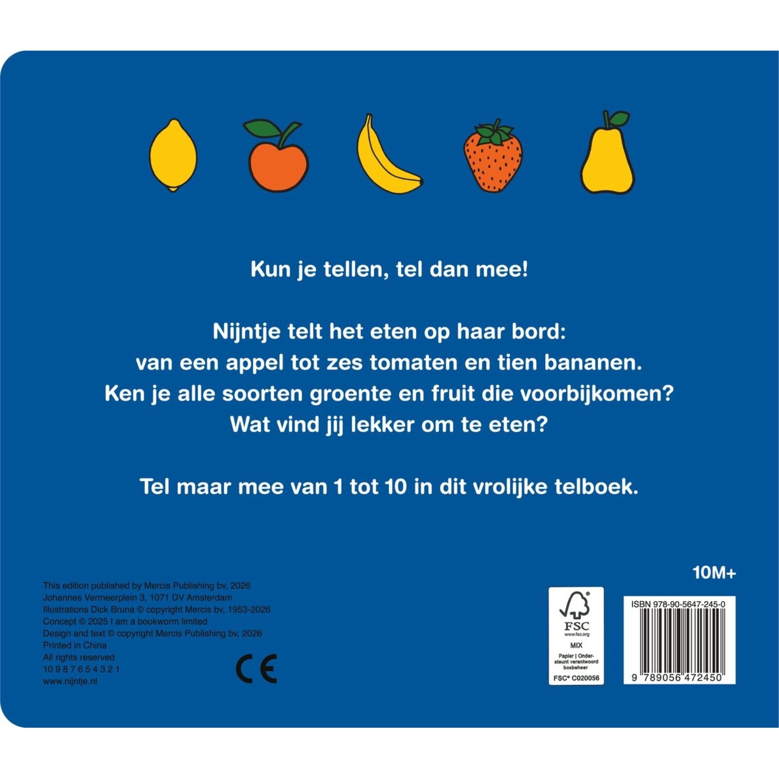 kartonboek met tabs, nijntje telboek groente en fruit