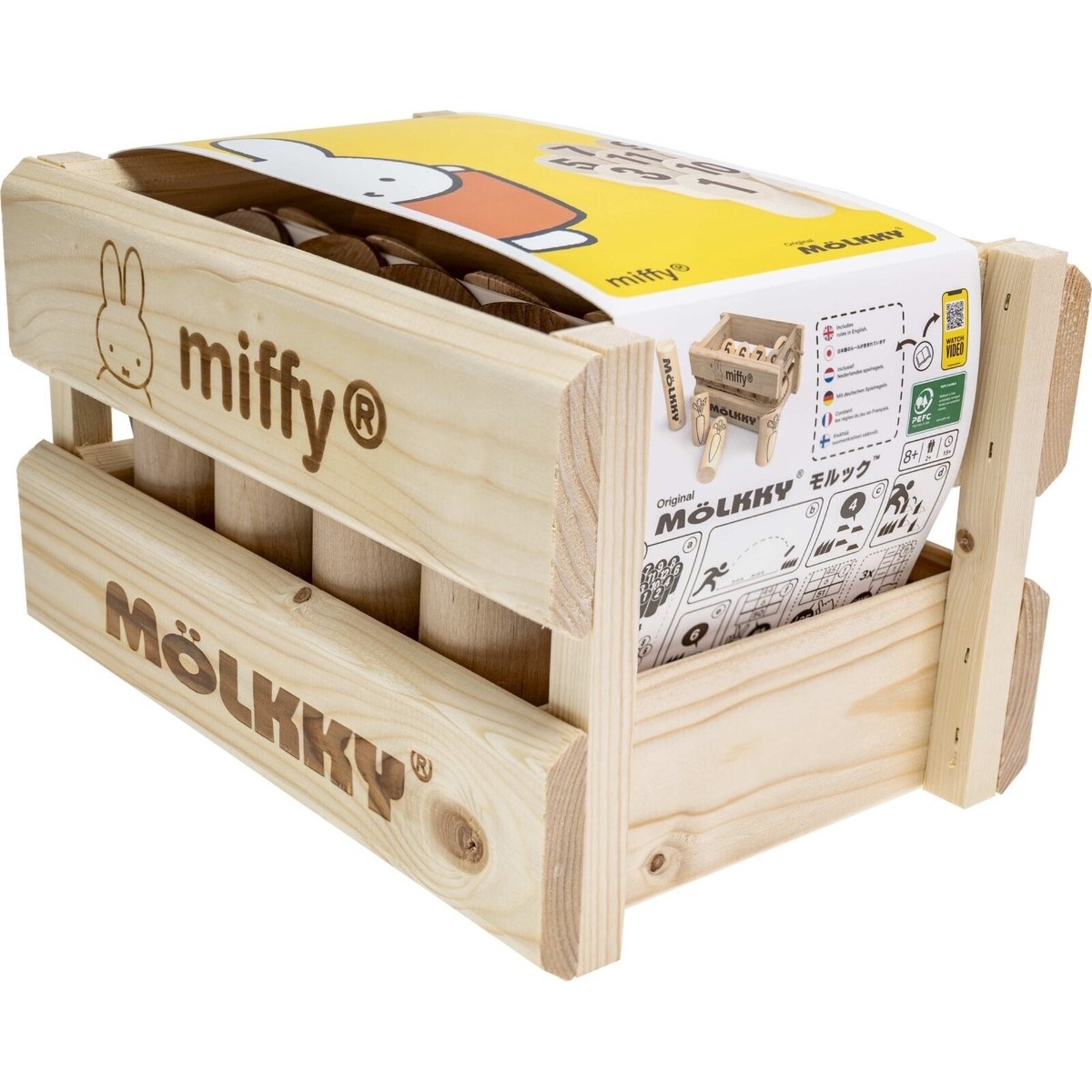 Mölkky in luxe houten krat - nijntje
