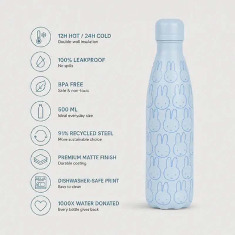 500ml thermosfles nijntje mono