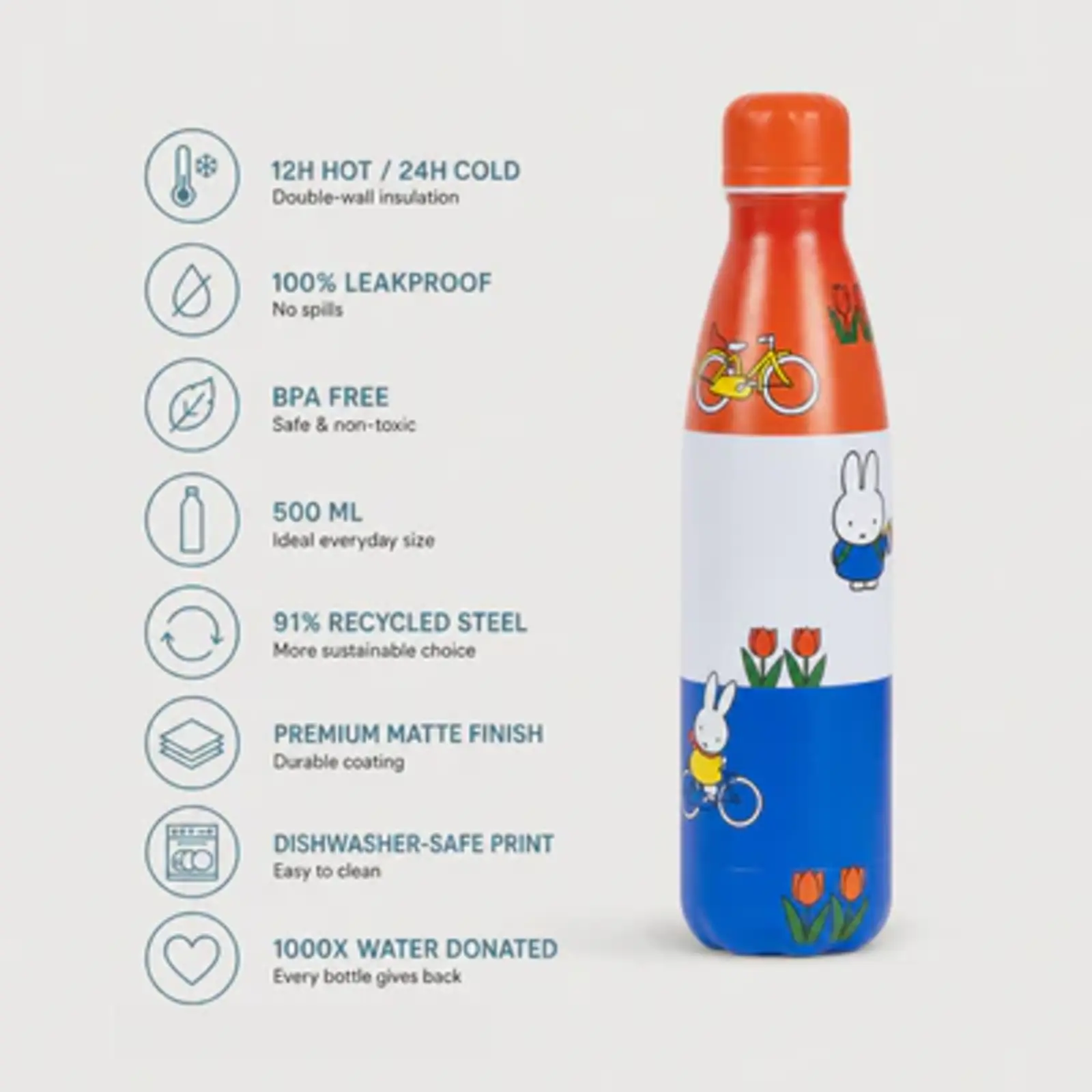 500ml thermosfles Miffy niederländische Flagge