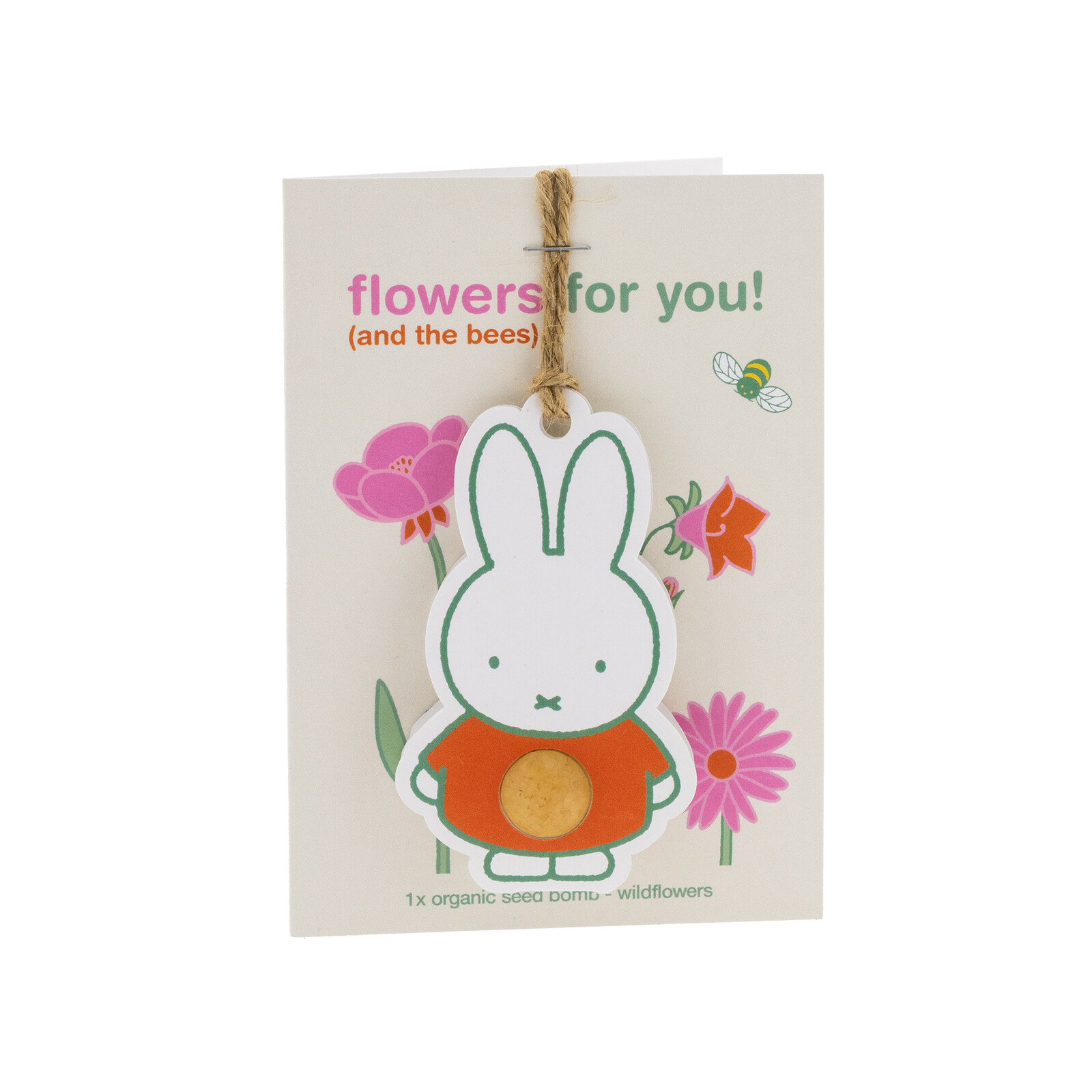 Miffy Pendant with flower seed bomb and card - Flowers For You