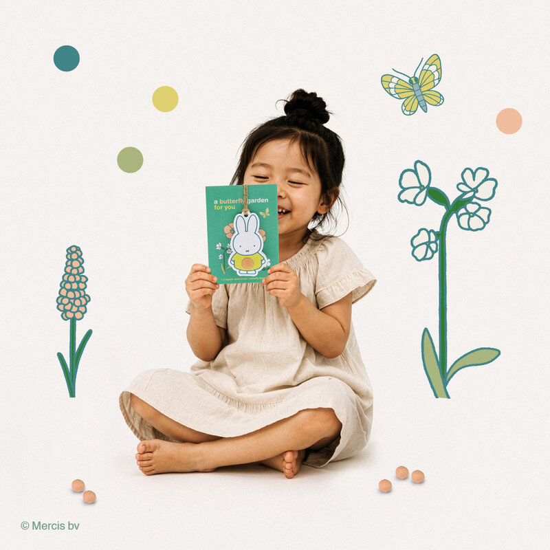 Miffy Pendant with flower seed bomb and card - Butterfly Garden For You