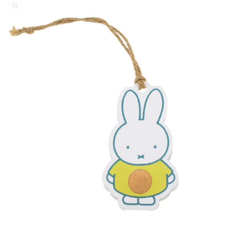 Miffy-Anhänger mit Blumensamenbombe und Karte – Schmetterlingsgarten für dich