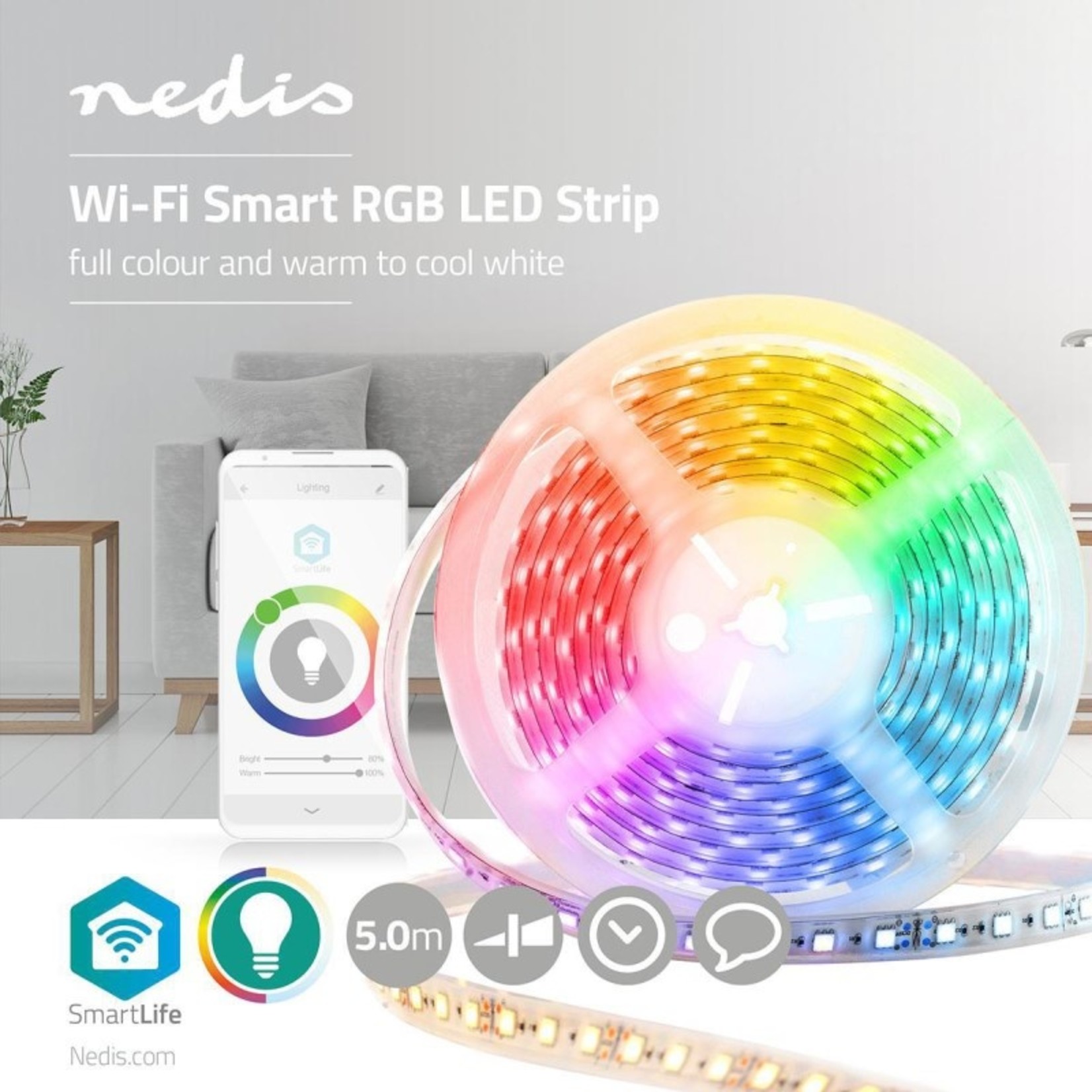 Nedis Warm Wit-Koel Wit -RGB-LED strip