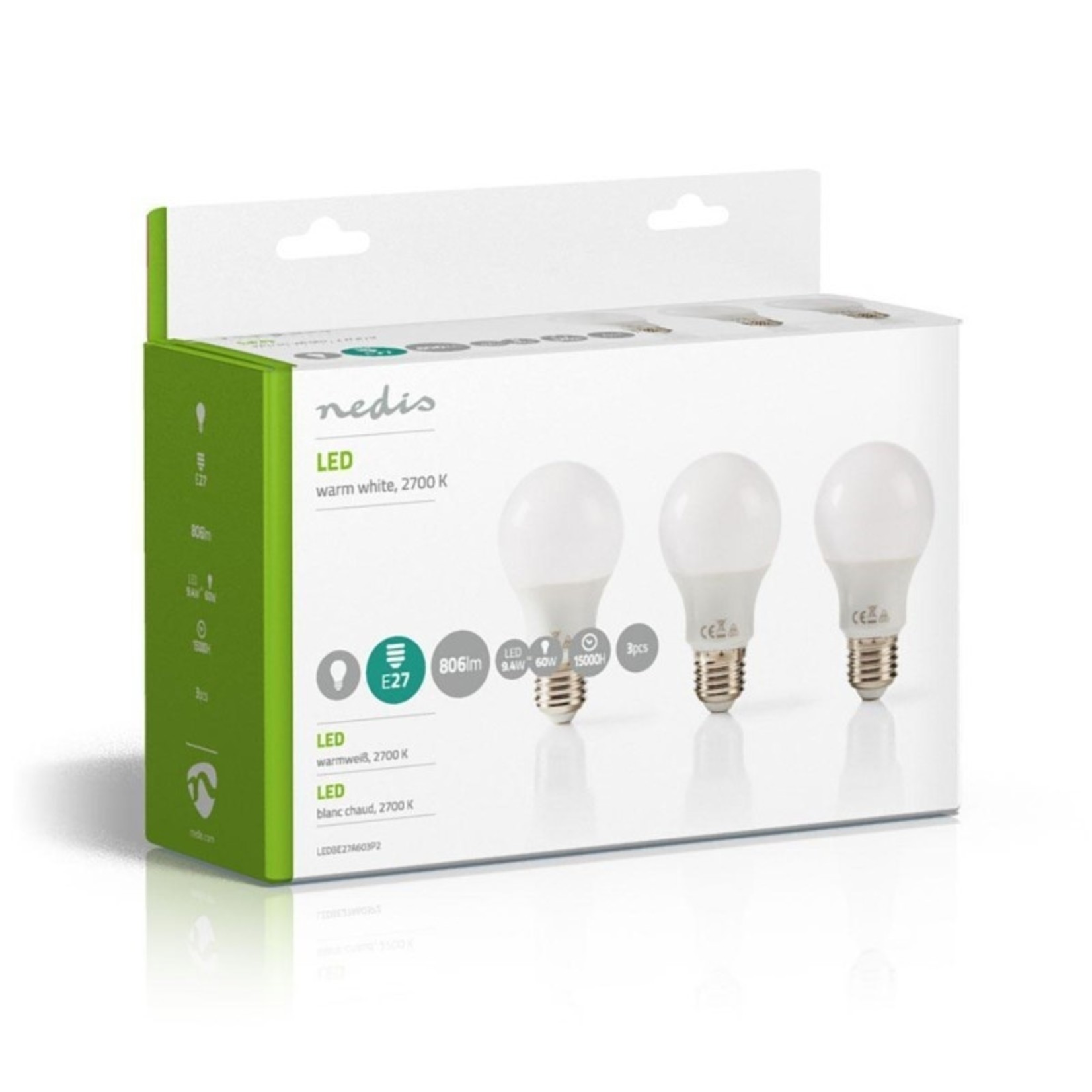 Nedis Voordeel set  3 led lampen 9.4W (60W)