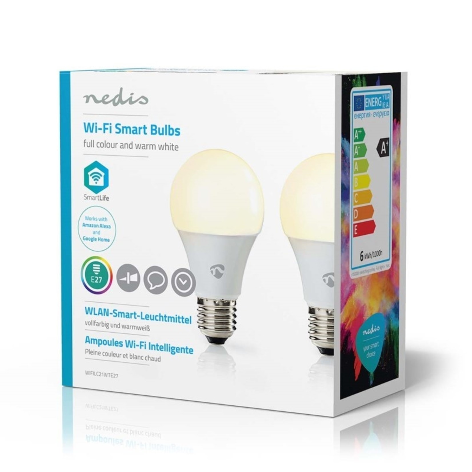 Nedis 2 Pack multicolor smartlamp RGB-W 6W