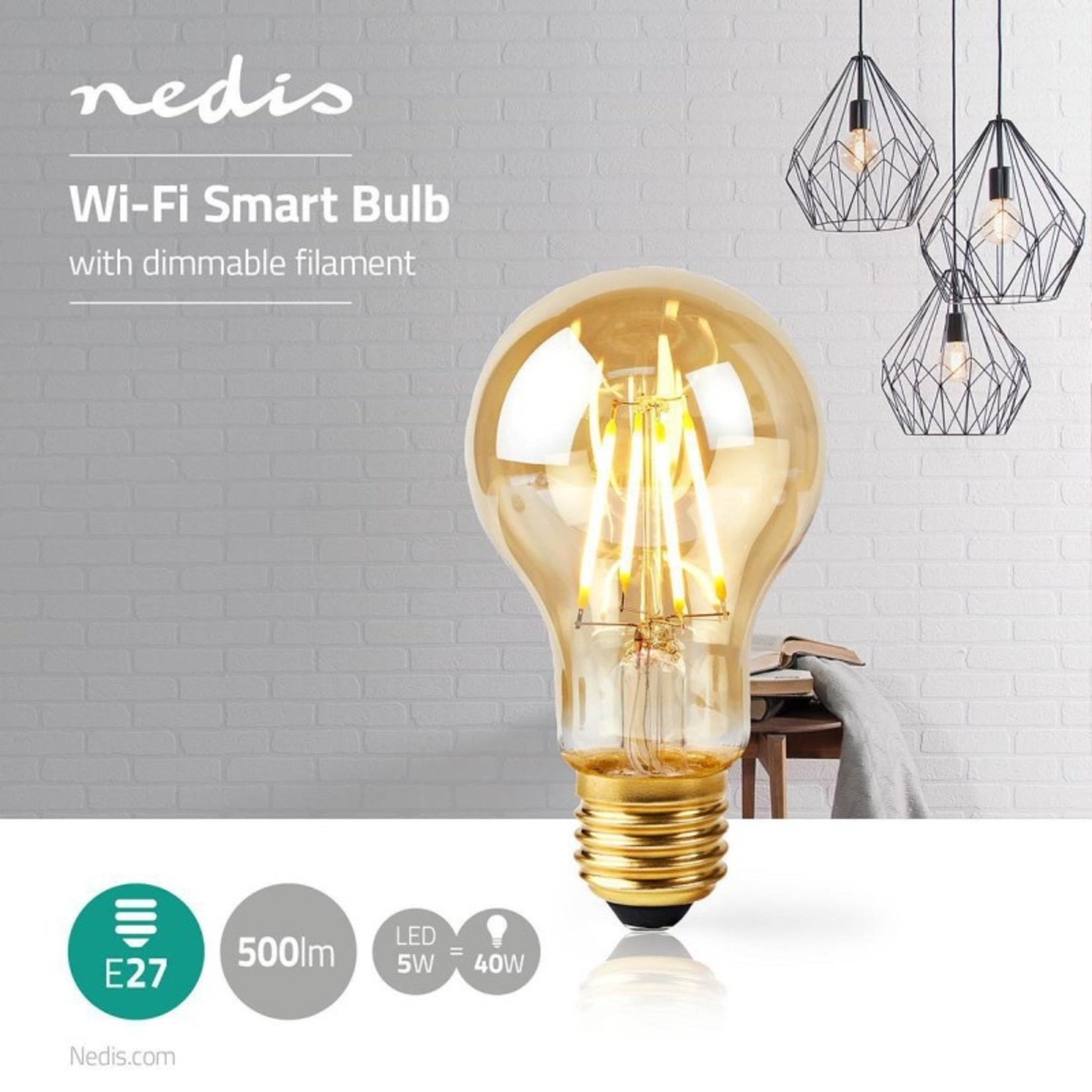 Nedis SmartLife LED Filamentlamp 5W 2200K A60