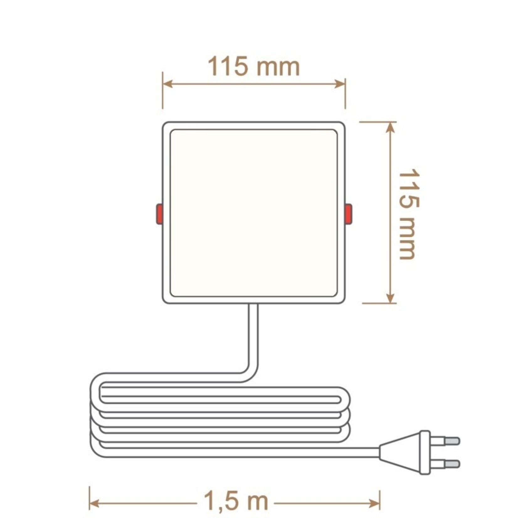 LED inbouw downlight vierkant - 6 watt -3000K - 115 x 115mm