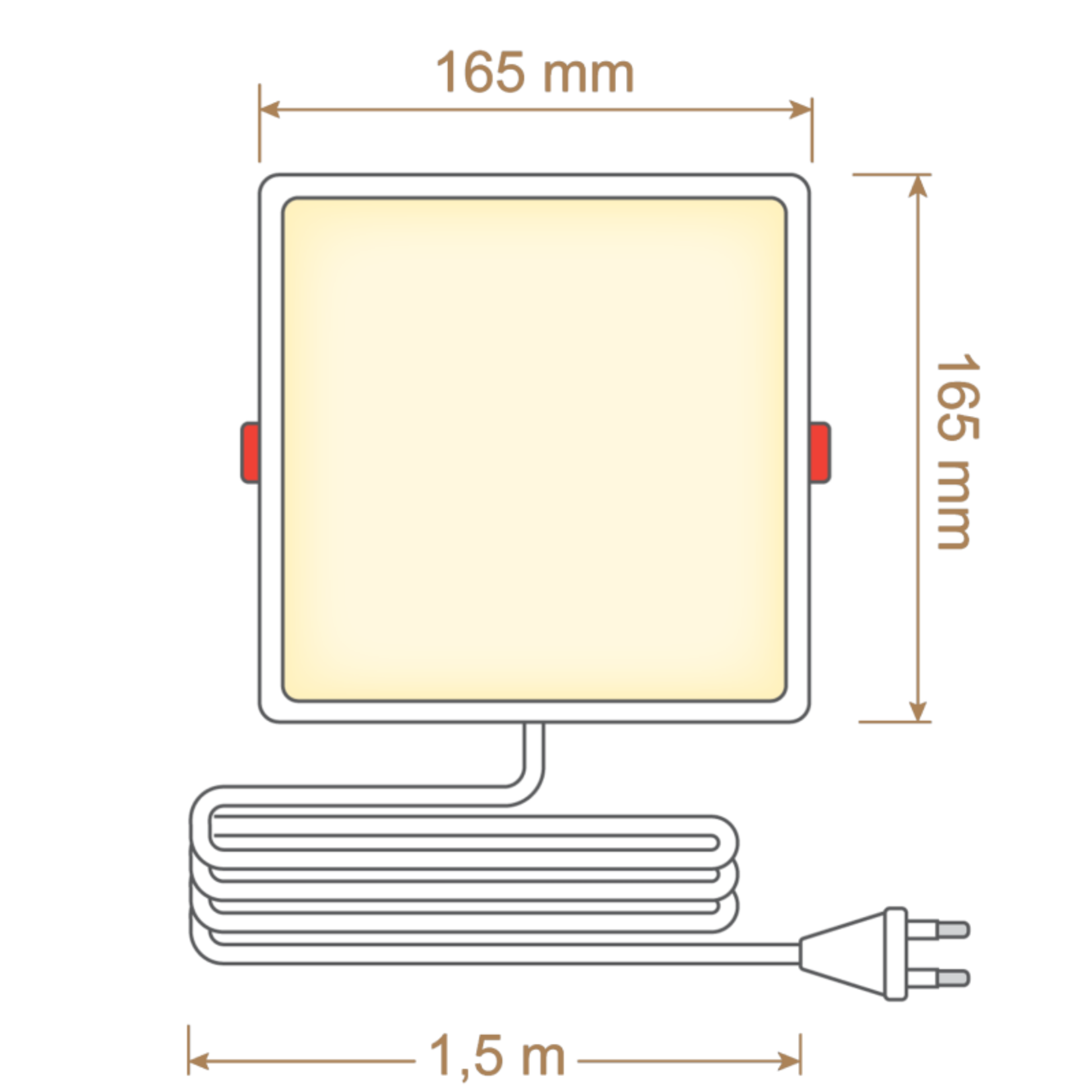 LED Downlight vierkant - 12 watt 3000K - 165 x 165mm