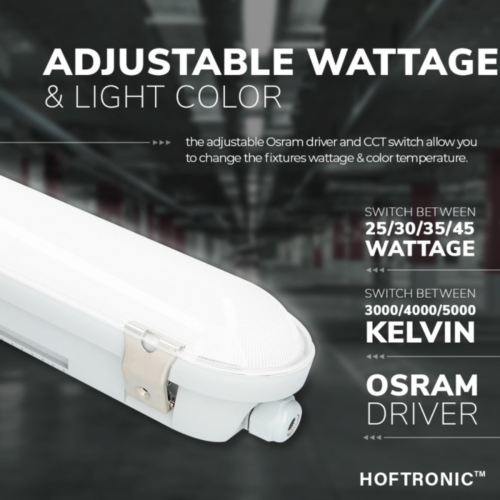 Hoftronic Premium Led armatuur instelbare  kleur en lumen 150cm + PIR