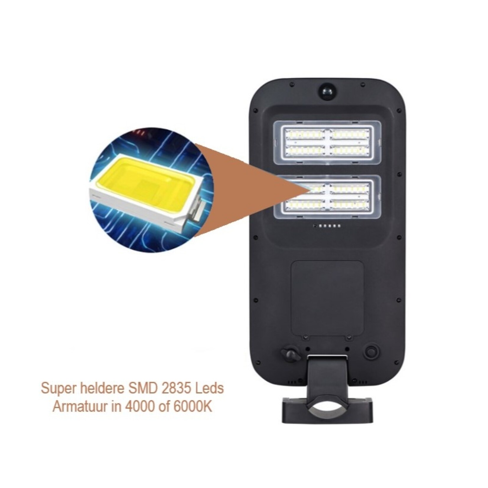 Solar Led straatlamp 1800lm met sensors en a.b